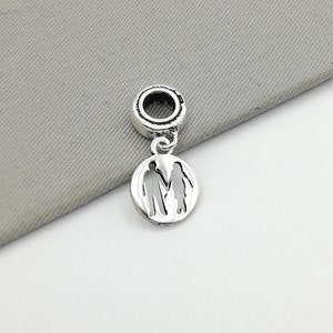 Couple charm, Him and her silver pendant, Jewelry for lovers, Togetherness silver charm, Minimalist jewelry, PD95