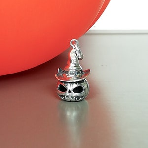 Halloween Pumpkin Necklace, Sterling Silver Pumpkin Necklace, Pumpkin Pendant, Scary Pumpkin Necklace, Halloween Gift Jewelry PD 819