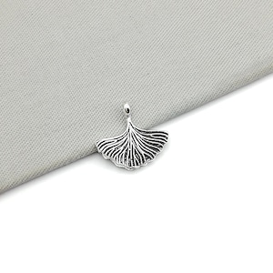 Ginko leaf charm - Silver ginko pendant - Boho Jewelry - Sterling Silver - Silver Bracelet - Silver Charm - Minimalist pendant - PD100