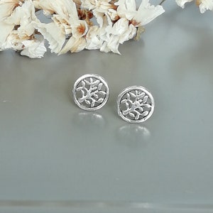 Silver tree of life ear studs, 925 sterling silver earrings, Tiny earrings, Body piercing ear studs, Cartilage earrings, Ear studs, E31