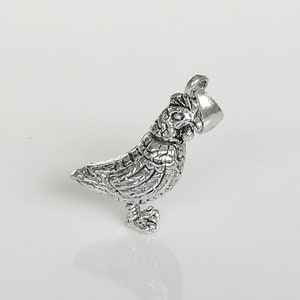 Chicken Pendant - Chicken Necklace - Mobile Chicken Charm - Boho Necklace - Silver Bracelet - Silver Hen Pendant - Silver Charm - PD288