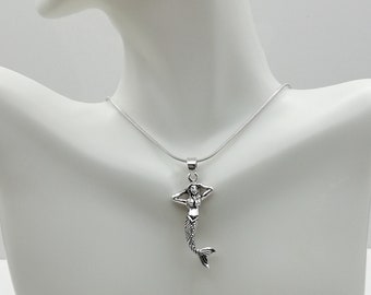 Mermaid charm - Goddess of love silver pendant -Sterling silver mermaid charm -  Mystical pendant - Pretty silver charm - PD68