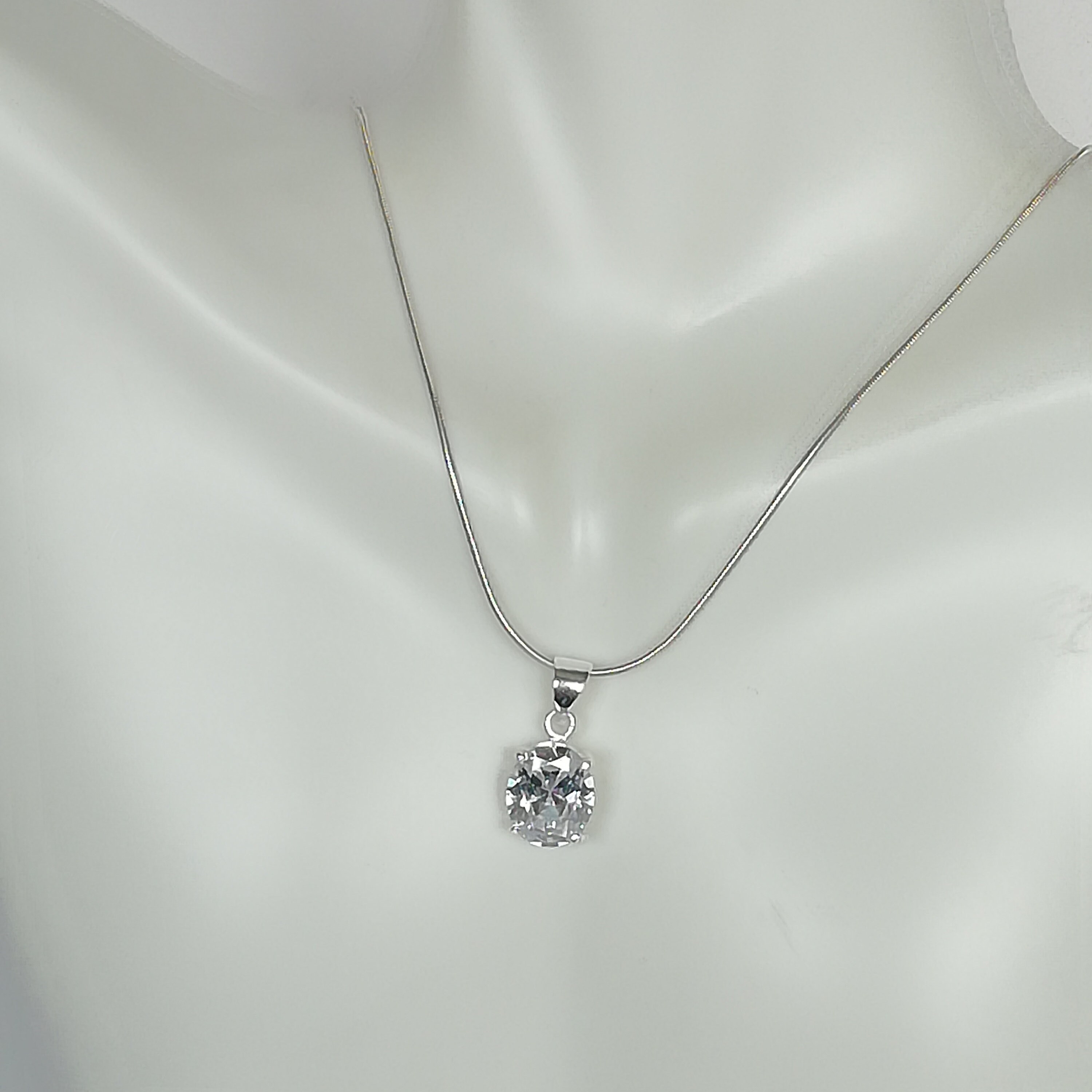 CZ Silver Pendant - Cz Necklace - Pendant Necklace - Crystal