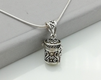 Prayer Box Necklace - Tibetan 925 silver necklace - Prayer Box Pendant - Stash necklace - Silver Tibetan Box - Memento Pendant - PD18