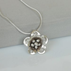 Silver Flower Charm - Flower Necklace - Bohemian Charm - Silver Neck Charm - Bracelet Charm - Hill Tribe Charm - Pretty Pendant - PD395