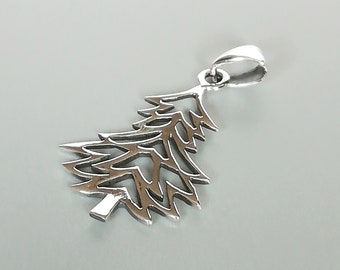 Sterling silver christmas tree charm - Silver tree pendant - Christmas gift - Bohemian 925 silver charm - Multifunctional charm - PD547