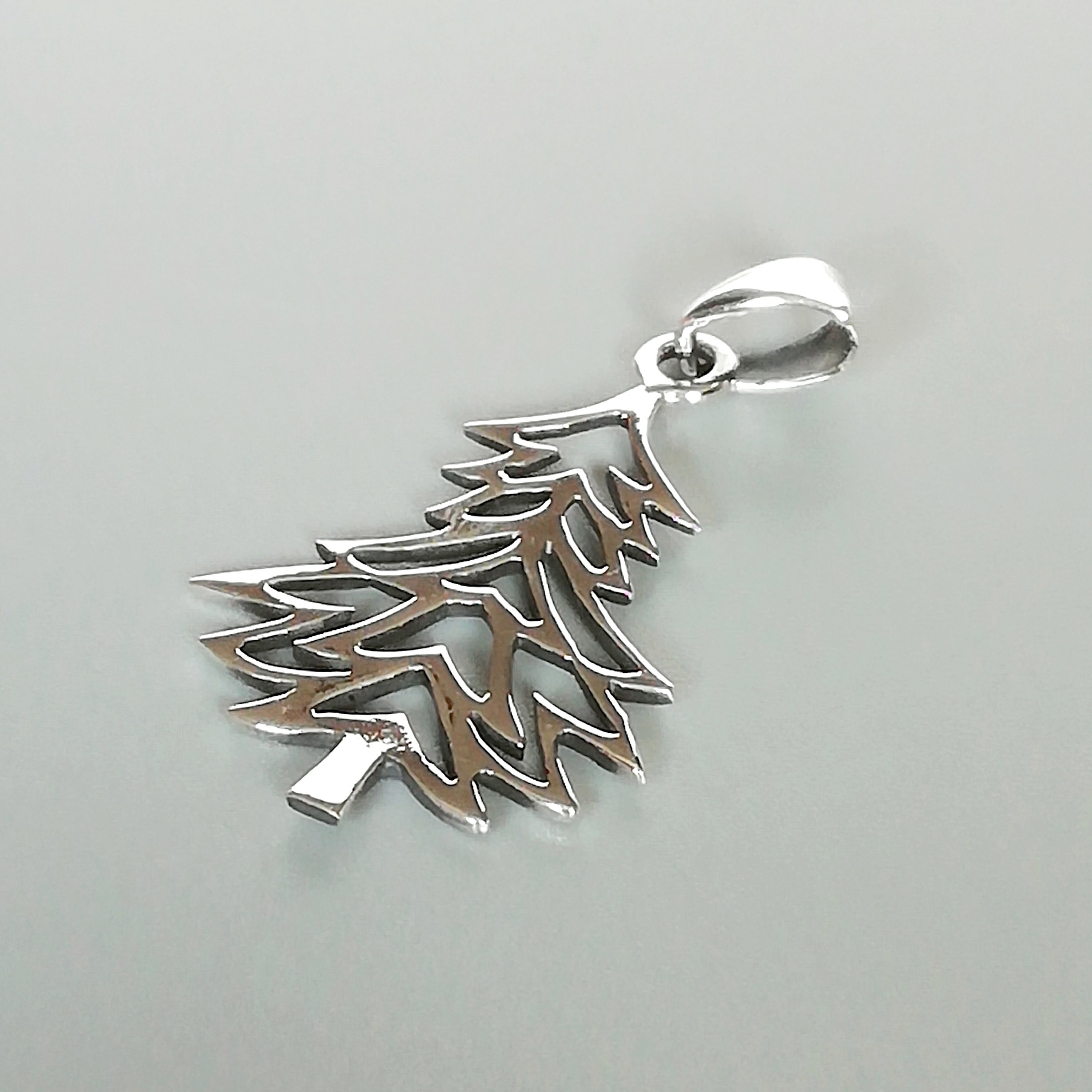 Sterling Silver Christmas Tree Charm - Silver Tree Pendant