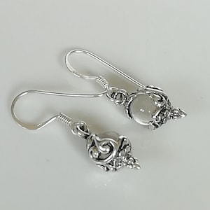 Sterling silver moonstone victorian earrings - Ear danglers - Simple earring - Dangle earrings - Bridal earrings - Gift earrings - NE48