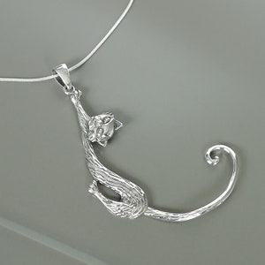 Sterling silver cat charms - Hanging cat pendant/charm - Silver cat charm - Silver gift item - Hanging kitten charm - PD811
