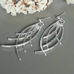 Sterling silver long ear danglers - Bohemian Earrings - Statement ear dangler - Dangling arcs earrings - Pretty earrings - E237