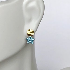 Celestial Jewelry, CZ Star Necklace, Cartilage Piercings, Gold Star Charm, Beaten Gold Studs, Tiny Crystal Charms, E27CH4
