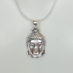 Buddha Head Charm - Buddha Necklace - Spiritual jewelry - Yoga Pendant - Silver Buddha - Buddhism Pendant - Wanderlust Style -   PD235