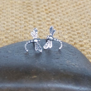 Tiny Dragonfly Earrings In Sterling Silver - Silver Dragonfly Ear Studs - Minimalist Stud Earrings - Tiny Insects Studs - Kids Studs - E404