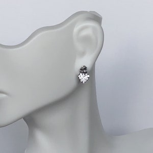Sparkly Heart Charms, Celtic Knot Studs, Silver Knot Earrings, Rhinestone Earrings, Dangle Earrings, Silver Jewelry, E30CH5