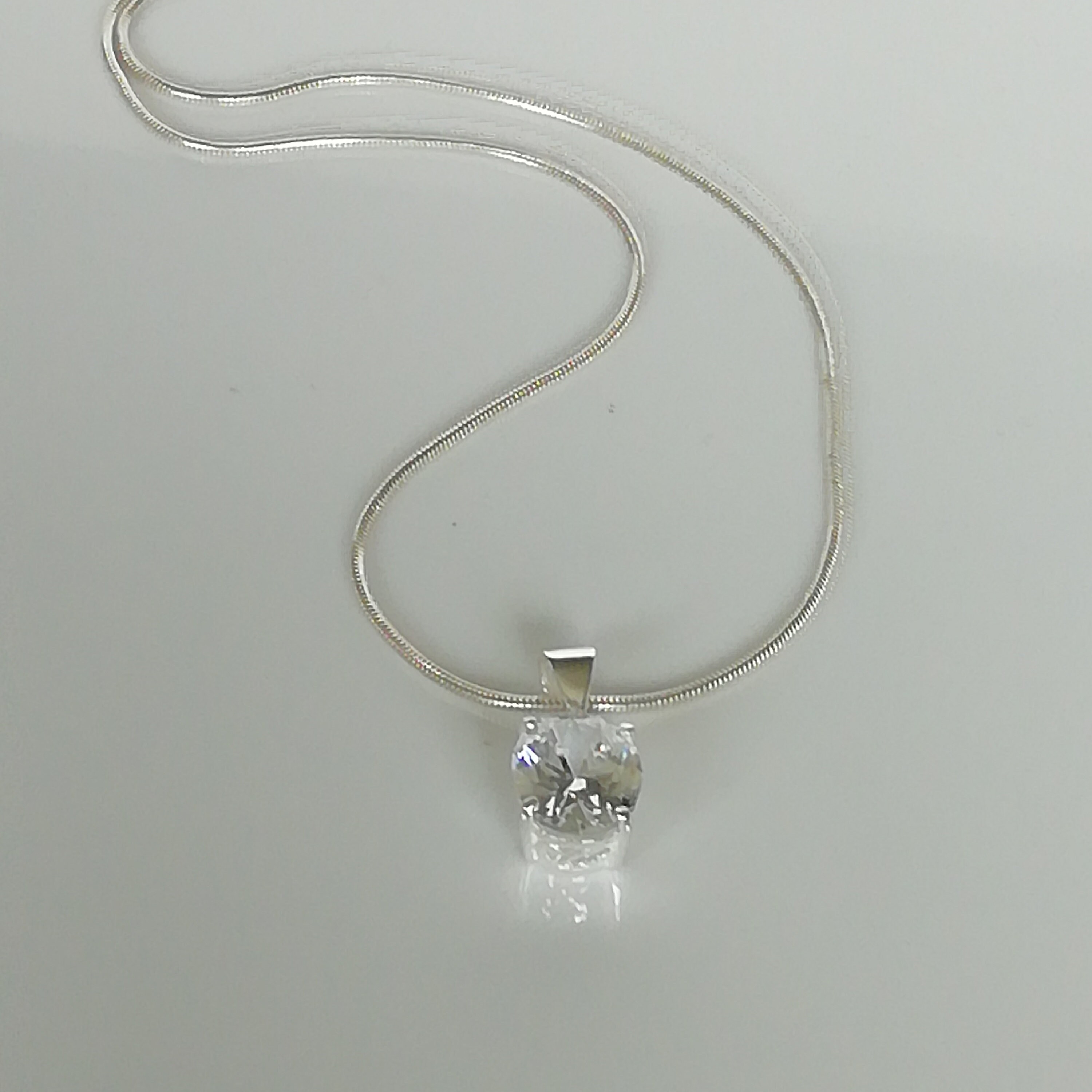 CZ Silver Pendant - Cz Necklace - Pendant Necklace - Crystal