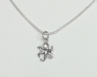 Oktopus Halskette - Silber Oktopus Charm - Silber Hals Charm - Unisex Lustige Geschenke - Oktopus Anhänger - Marine Schmuck - Boho Schmuck - PD363