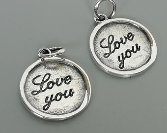 Silver love charm -  Mothers day gift - Love You silver pendant - Gift for loved one - Boho 925 charm - Multifunctional charm - PD543