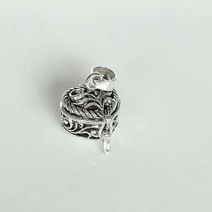 Tibetan Prayer Box - Silver Lucky Charm Box - Heart Stash Box Charm - Affirmations Box - 925 Silver Pendant - Silver Charm - PD439