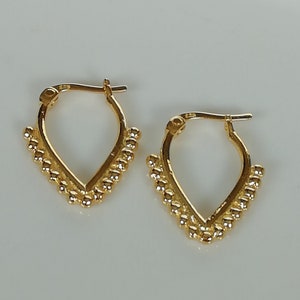 Sterling silver ethnic gold ear hoops - Bohemian ear hoops - Gold plated hoops - 925 silver hoops - Tibetan hoops - Gift Earrings - NE30