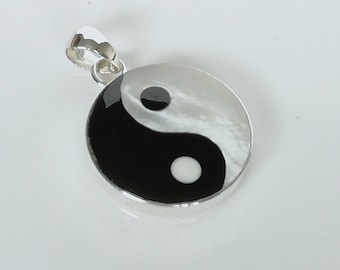 Mother Of Pearl Yin Yang Charm - Sterling silver  18mm Pendant - Balancing Charm - Yin Yang Bracelet - Wanderlust Jewelry - PD251
