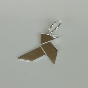 Silver paper crane pendant - Origami charm - Paper crane necklace - Silver charm - Silver gift charm - Multifunctional - PD580