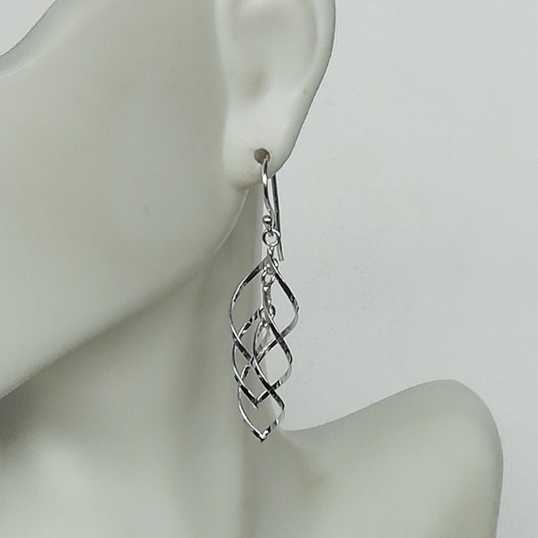 Twisted ear danglers - Silver danglers - Long earring - Dangle earrings - Spiral twist earring - Pretty gift earrings - NE14