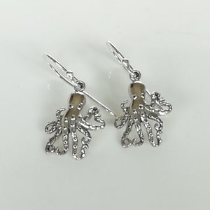 Octopus earrings - Sterling silver octopus danglers - Bohemian earring - Dangle earrings - Ocean lovers gift Earrings - NE18