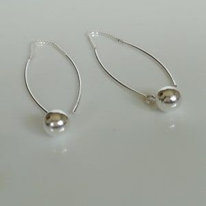 Sterling silver ear threader - Ball ear danglers - Long earring - Dangle earrings - Bohemian earring - Pretty gift earrings - NE36
