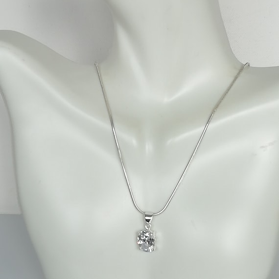 CZ Silver Pendant - Cz Necklace - Pendant Necklace - Crystal