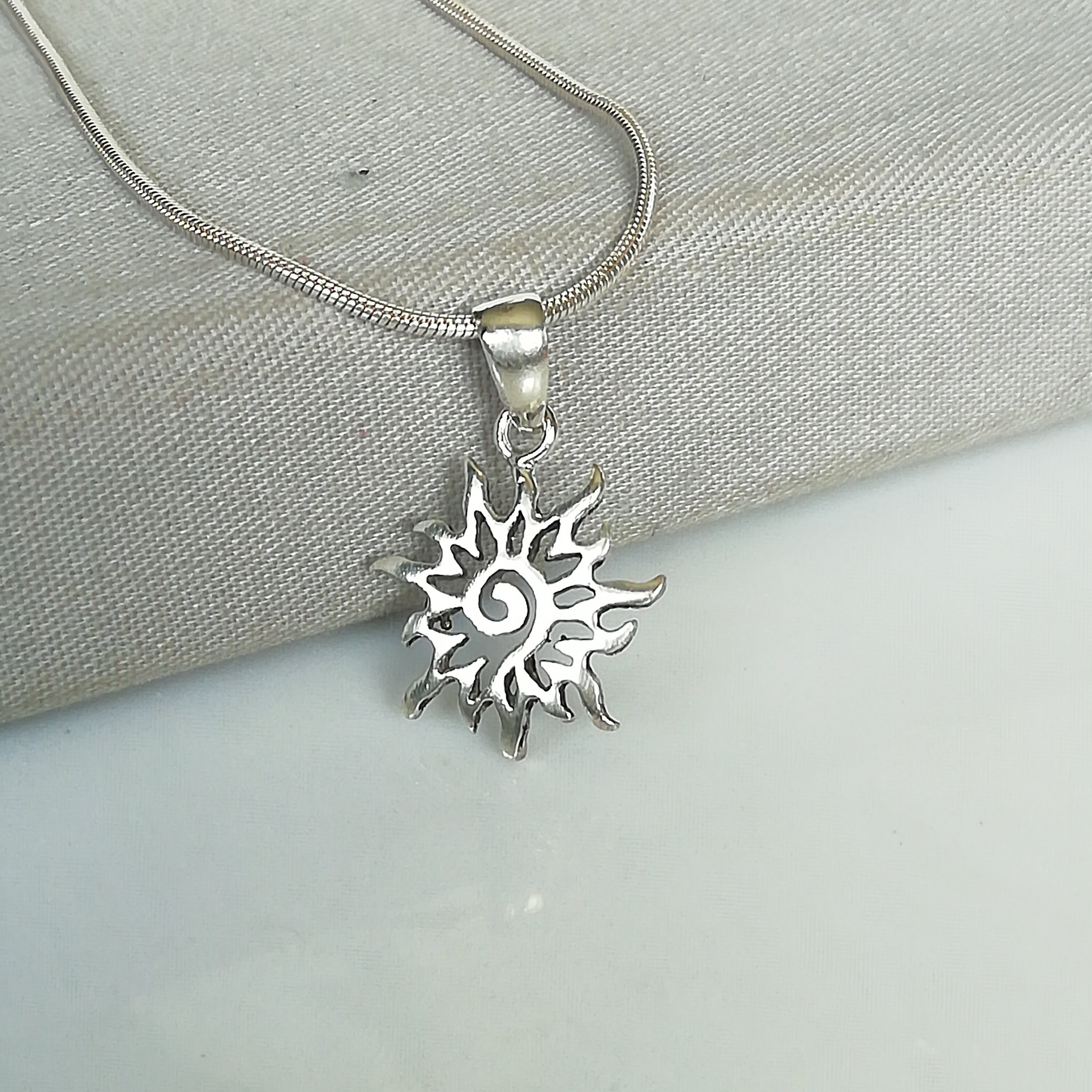 Sun Charm - Silver Sun Rays - Sun Pendant - Silver Necklace - Celestial ...