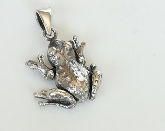 Silver frog pendant - Lucky frog charm - Silver toad charm - Silver necklace - Bohemian 925 silver charm - Multifunctional charm - PD725