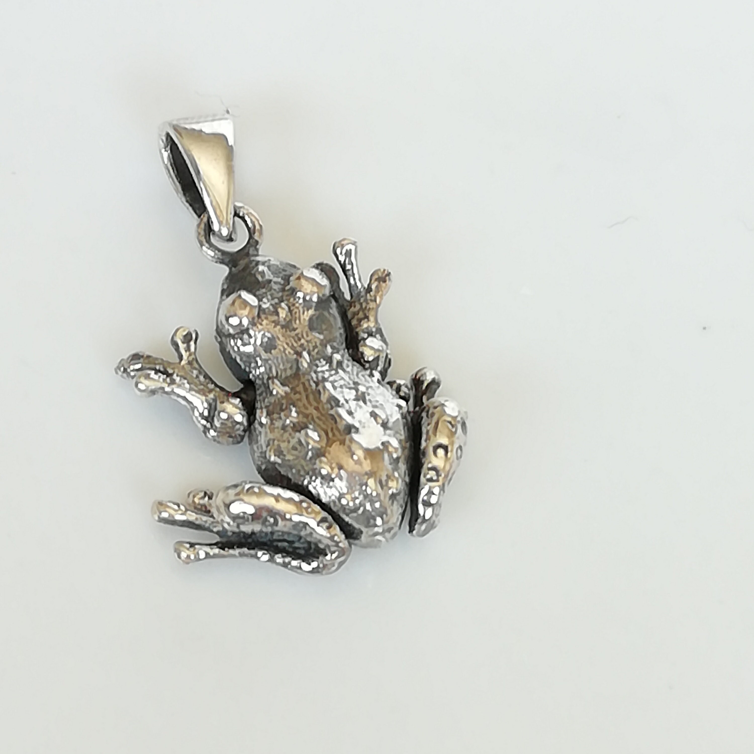 Silver Frog Pendant Lucky Frog Charm Silver Toad Charm Etsy