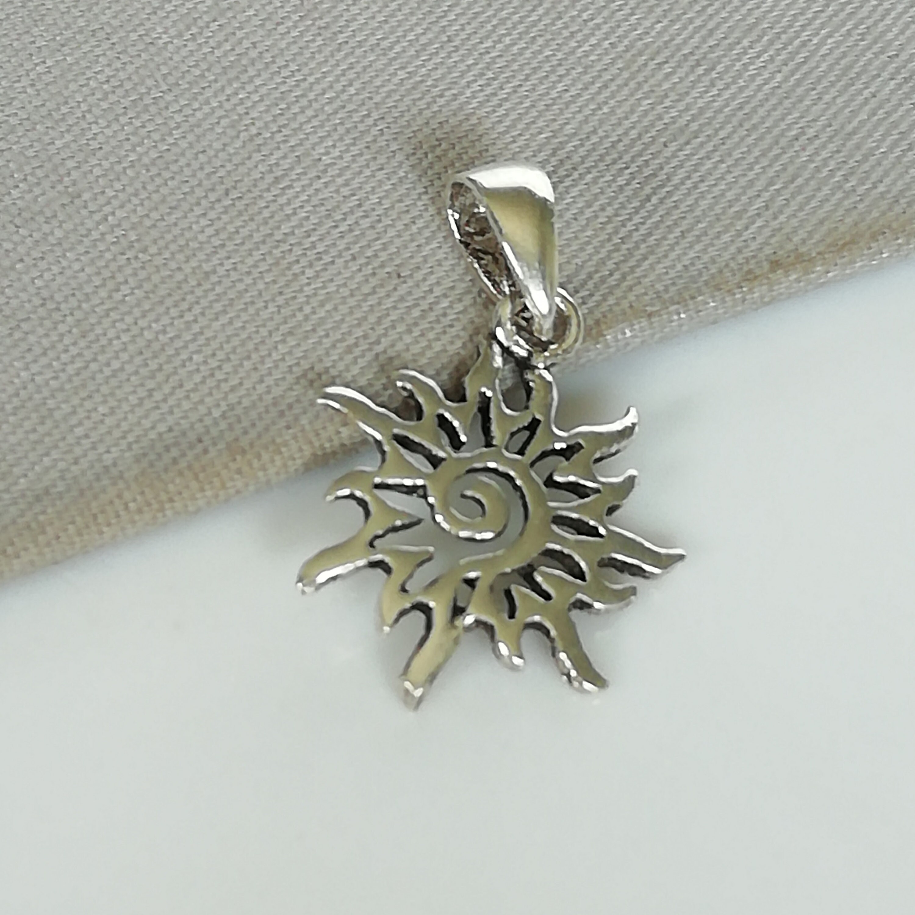 Sun Charm - Silver Sun Rays - Sun Pendant - Silver Necklace - Celestial ...