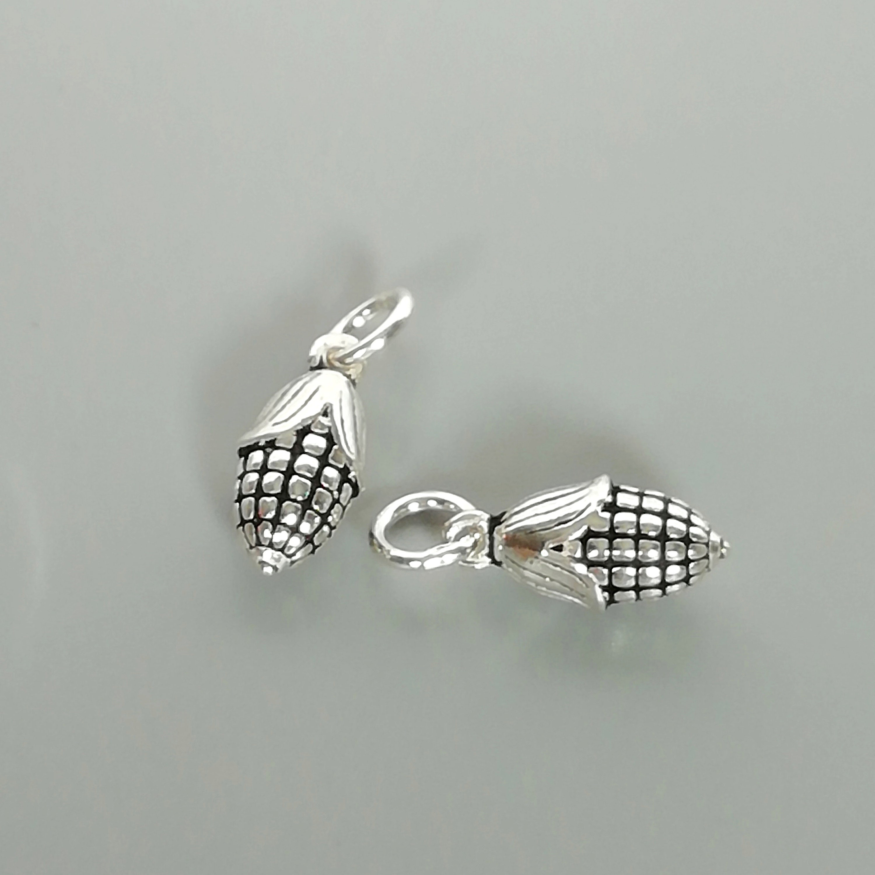Ciondolo Pannocchia Di Mais Dolce In Argento 925 – Charm Singolo Con Jump Ring - 3