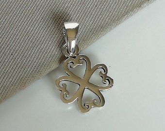 Sterling silver four leaf clover charm - Lucky charm - Bohemian pendant - Multipurpose charm - Jewelry supplies - 925 silver - PD649