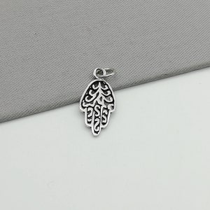Silver hamsa pendant -Sterling silver oxidized charm - Silver pendant - Silver charm - Minimalist Style -  PD138