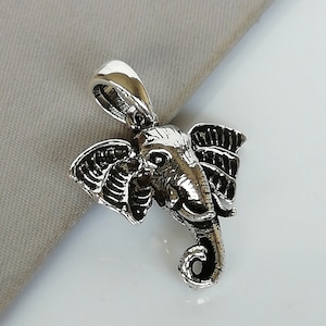 Sterling Silver Elephant Head - Elephant Pendant - Silver Necklace - Charm Bracelet - Boho Necklace - Neck Jewelry - PD443