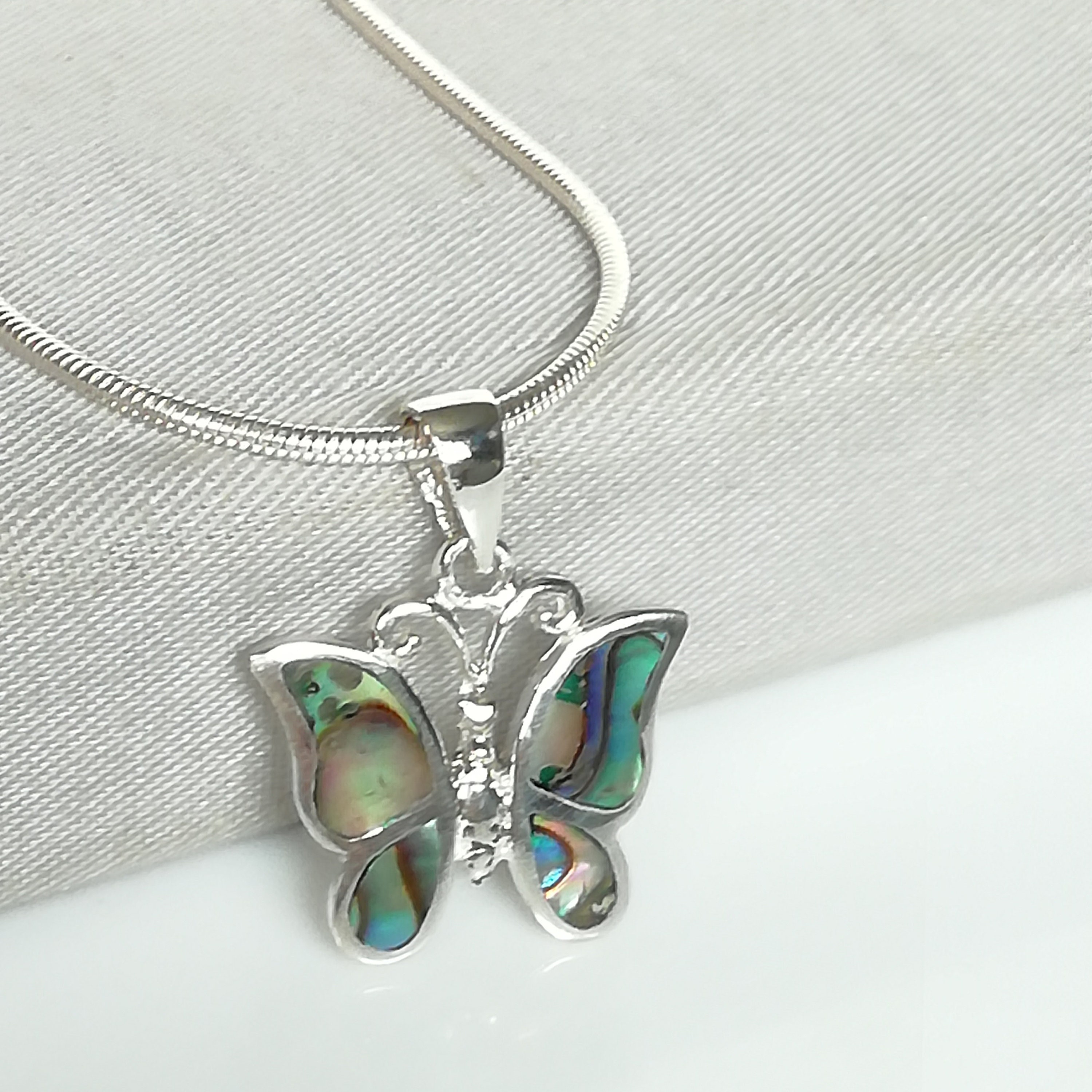 Sterling Silver Butterfly Pendant - Opal Butterfly Charm - Miniature Charm - Silver Butterfly Pendant - Wanderlust Charm - PD458o