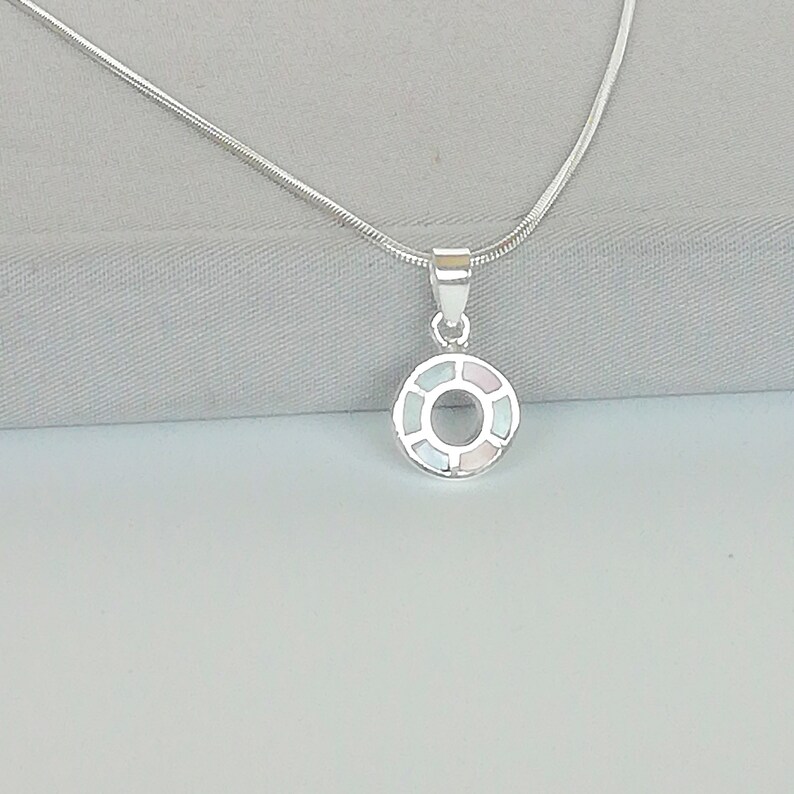 Silver Ring Pendant Multicolored Pendant Mother Of Pearl PD191 Circle Neck Charm Circle Of Life Charm Wheel Of Life