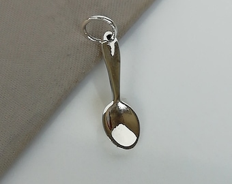 Tiny silver spoon charm, Spoon pendant,  Silver charms for gifts, Fun boho necklace, Spoon bracelet, PD94