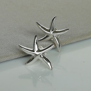 Sterling silver starfish studs - Body piercing studs - Silver ear studs - Bohemian studs - Starfish earrings - Cartilage studs - NE9