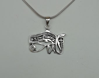 Sterling silver eye of Ra pendant - Eye of Horus neck charm - Egyptian necklace - Bohemian pendant - Silver gift charm - PD592
