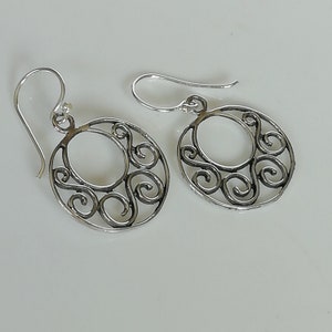 Sterling silver ear danglers - Indian hoop danglers - Bohemian earring - Dangle earrings - Gift earring for her - Casual earrings - NE54