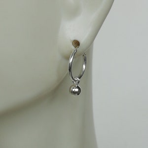 Minimalist Hoops - Silver Ball Charm - Silver Earrings - 12mm Hoops - Small Hoop Earrings - Cartilage Hoops - Silver Bead Hoop - E741