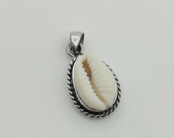 Real Cowrie Shell Charm | Sterling Silver Shell Pendant | Beach Charm | Shell Bracelet | Bohemian Jewelry | Shell Necklace | PD438