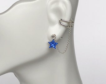 Ear Cuff Chain, Cartilage Cuff, Celestial Earrings, Crystal Ear Cuff, Modern Earrings, Tribal Earrings, Hipster Ear Cuff, E25CH4