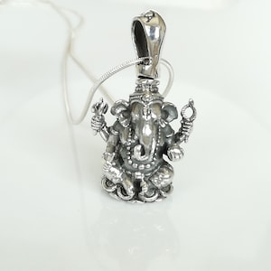 Sterling Silver Ganesh Pendant - Oxidized - Chunky Ganesh Pendant - Silver Necklace - Ward Of Obstacles Charm - Silver Jewelry - PD729