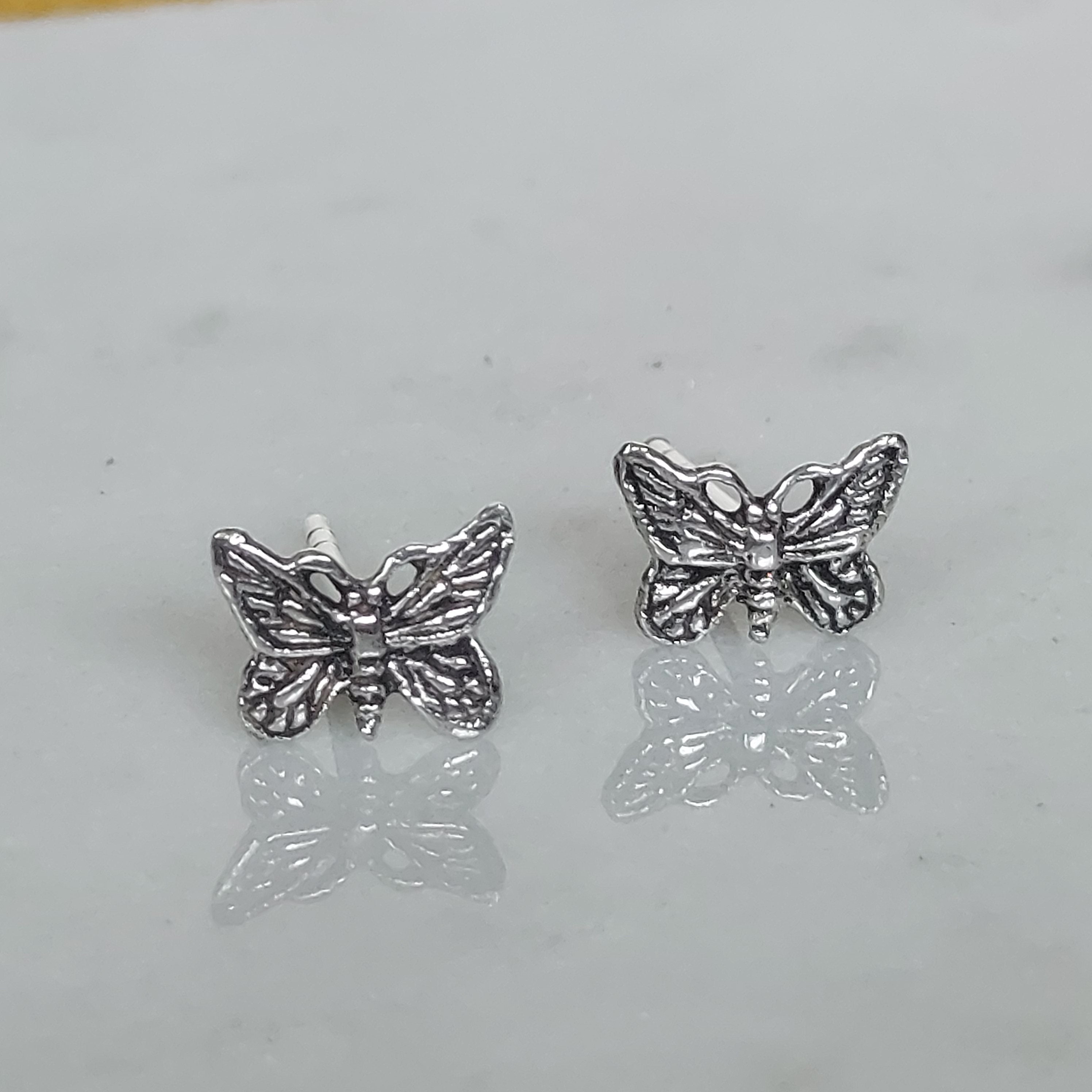 20 Chiusure Per Orecchini In Rame - Argento Sterling, Anallergiche, A Farfalla, 6x4.5 Mm - Foto 4