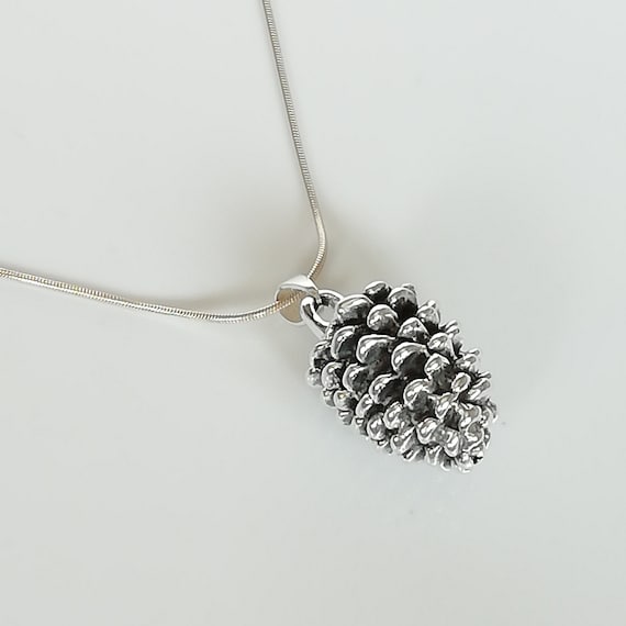 Pine pendant - Silver pine necklace - Bohemian charm - 925 Silver jewelry - Fun jewelry - Chunky pine charm - PD407