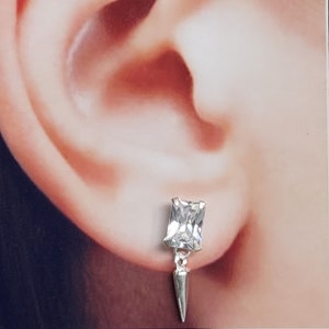 Brincos de orelha com zircônia cúbica de prata esterlina - Brincos bonitos - Brincos minimalistas - Brincos de cartilagem - Brincos de piercing corporal - NE74